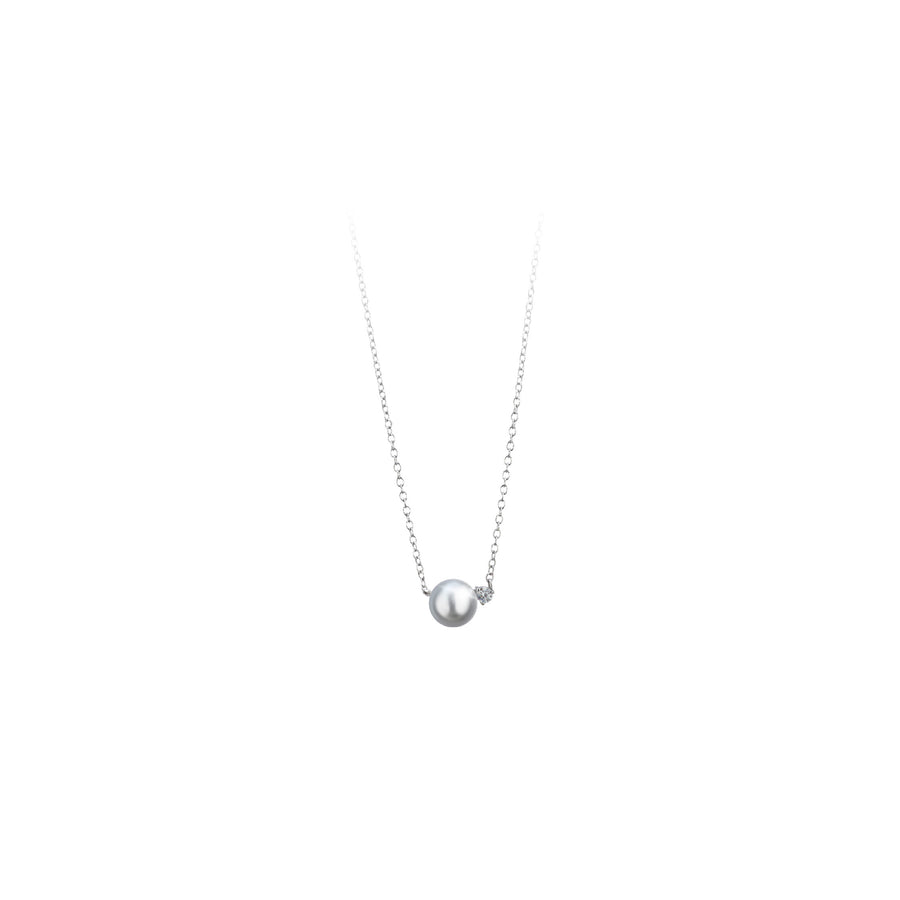 Viva Diamond Moon Grey Pearl Necklace