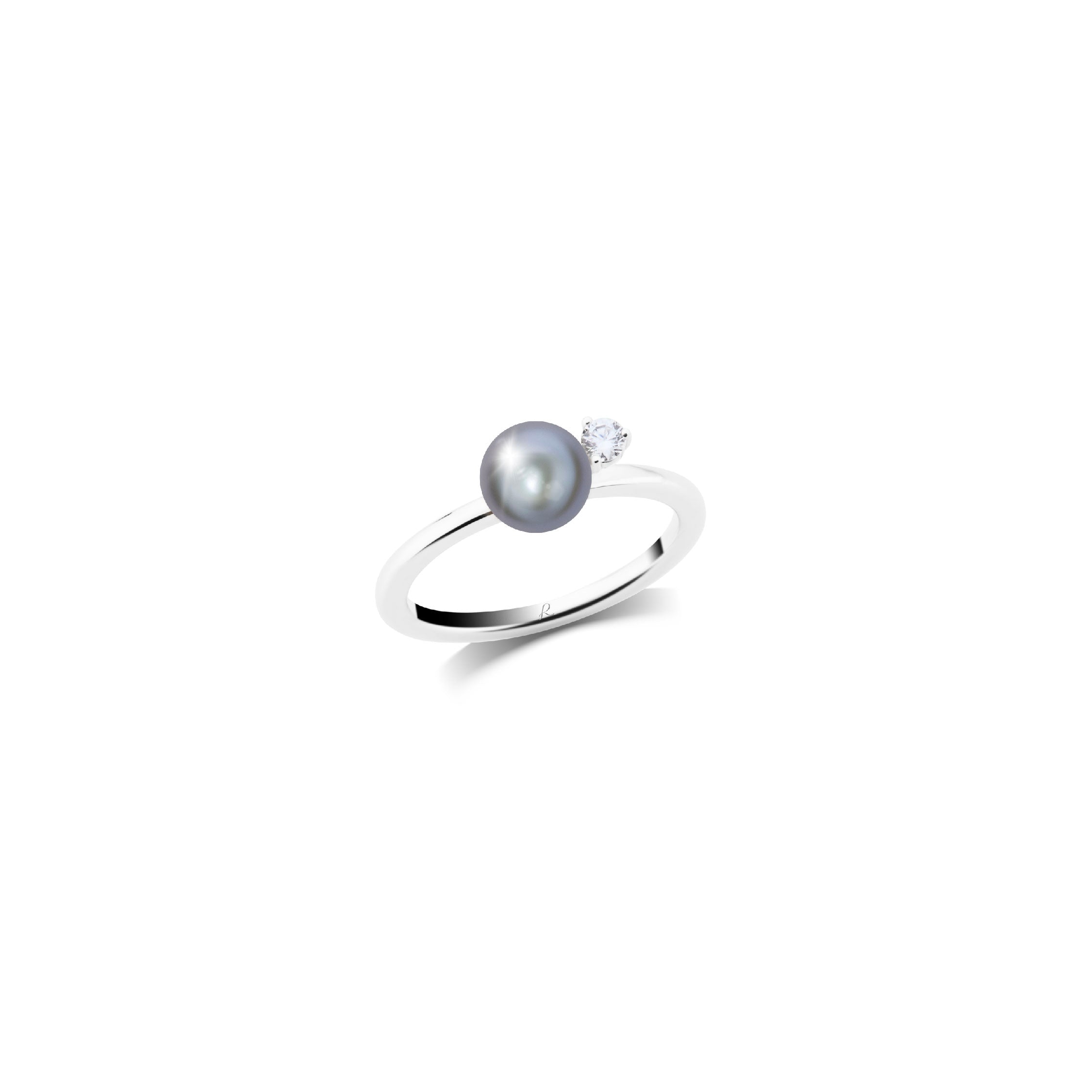 Viva Petite Diamond Moon Grey Pearl Ring – RAVIPA