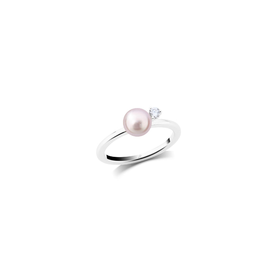Viva Petite Diamond Pink Blush Pearl Ring