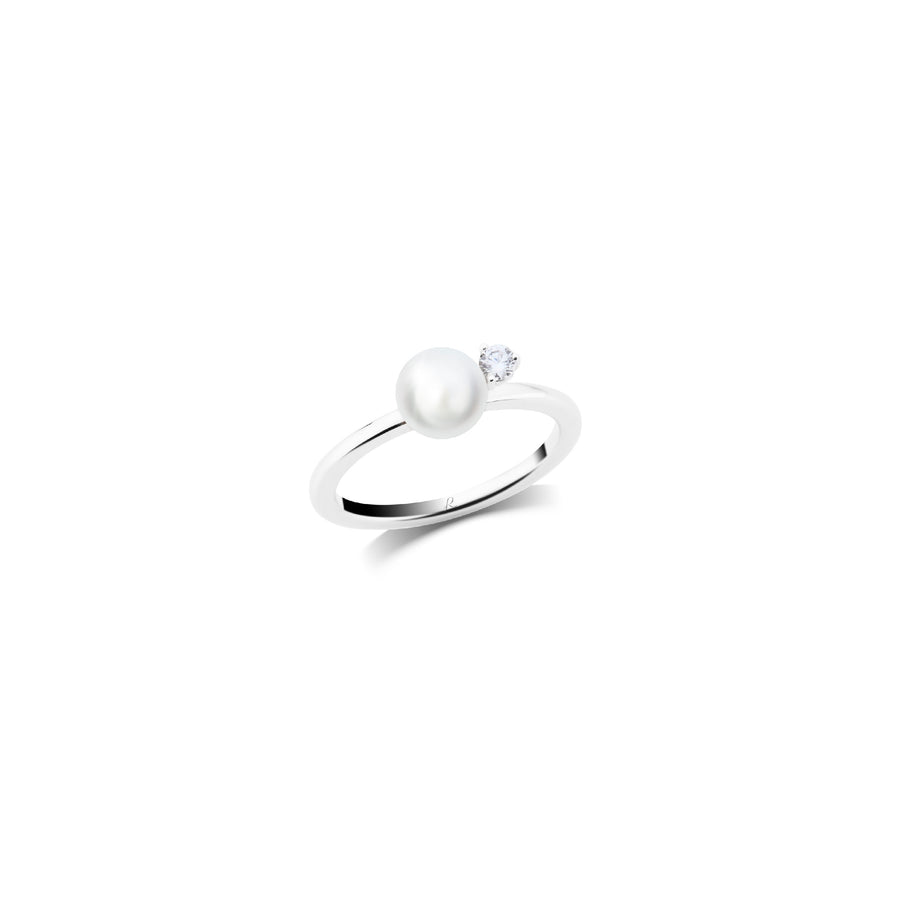 Viva Petite Diamond Marshmallow Pearl Ring