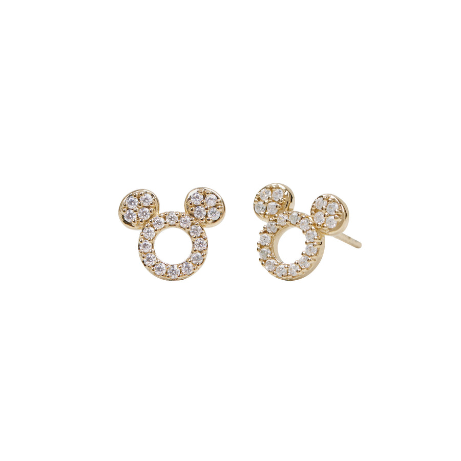 Gold Mickey Mouse Diamond Earrings