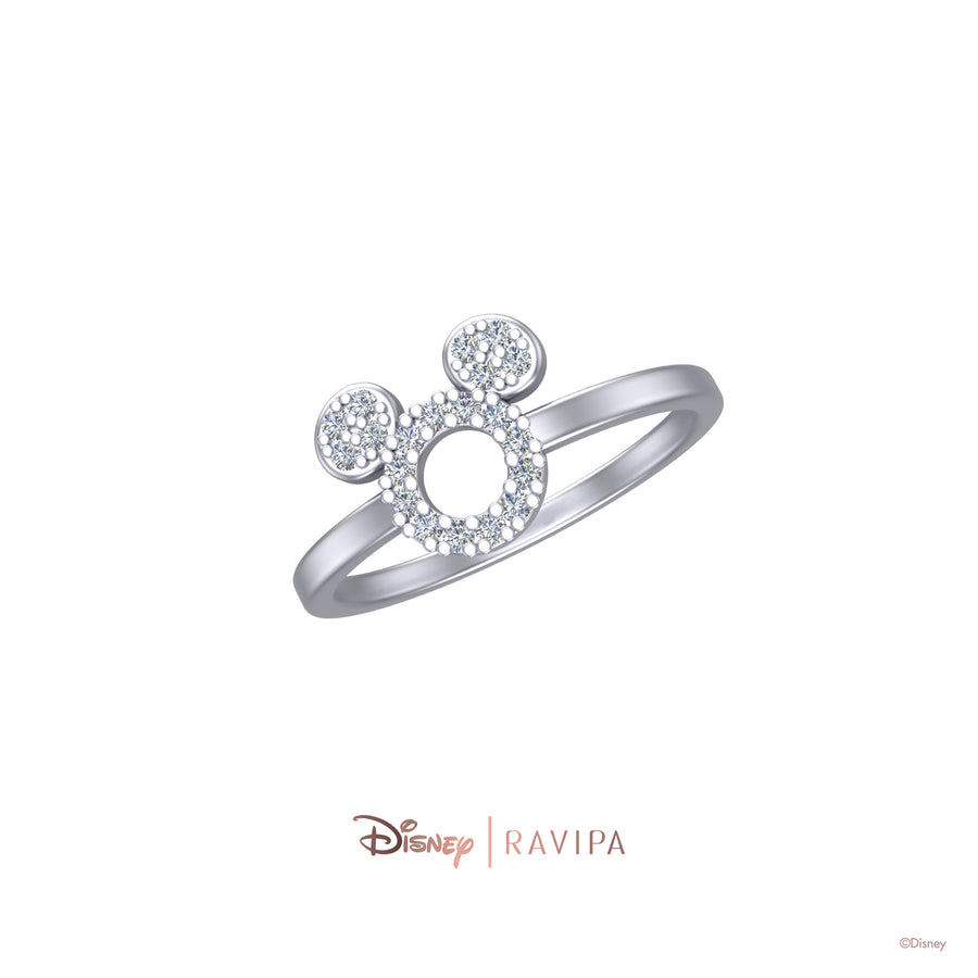 Silver Mickey Mouse Diamond Ring