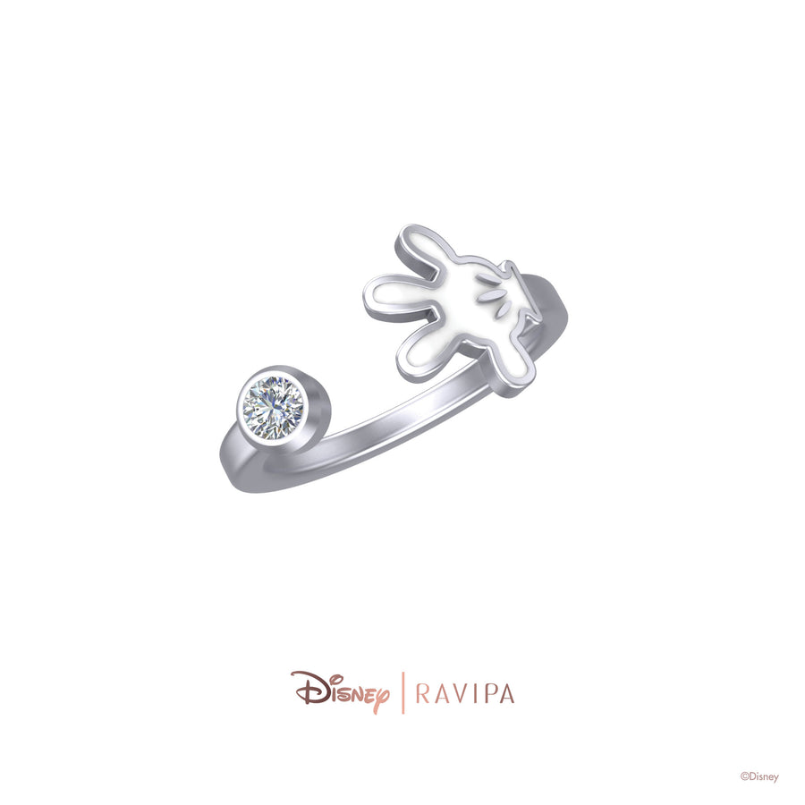 Silver Mickey Mouse Hand Diamond Ring