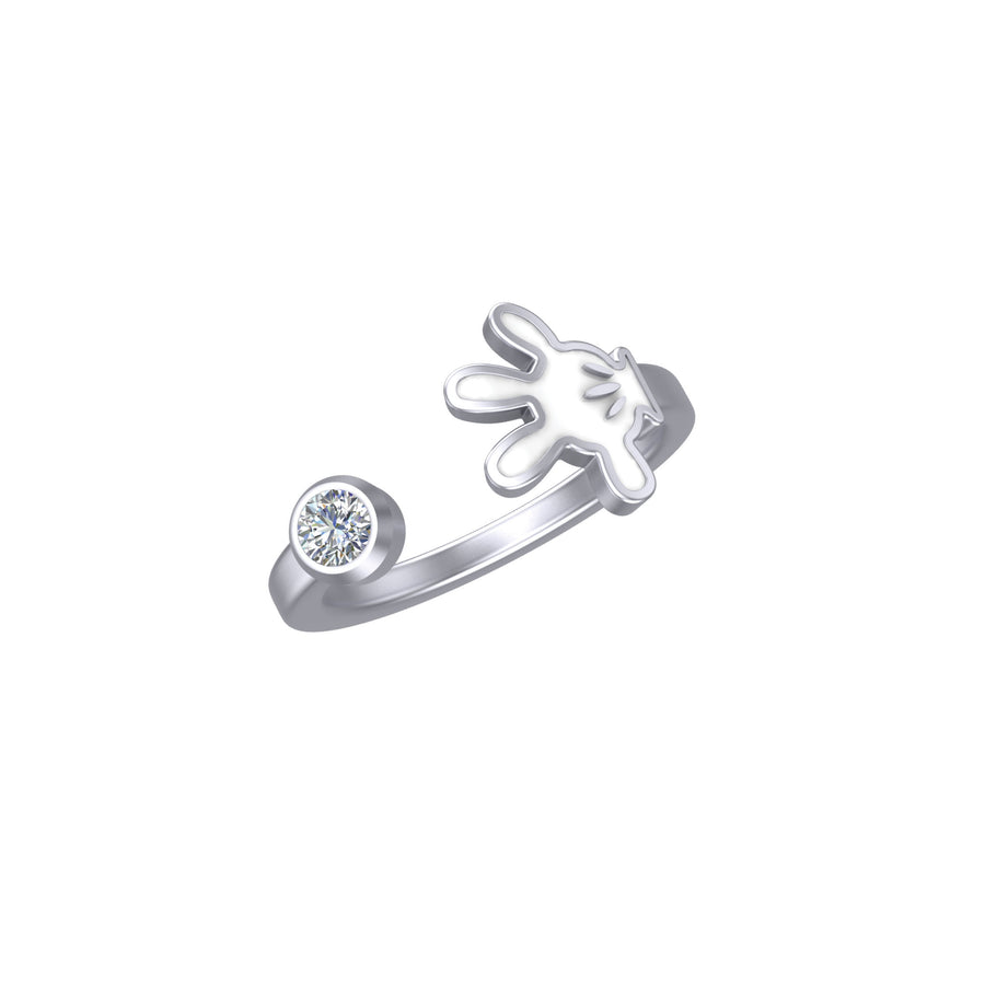Silver Mickey Mouse Hand Diamond Ring