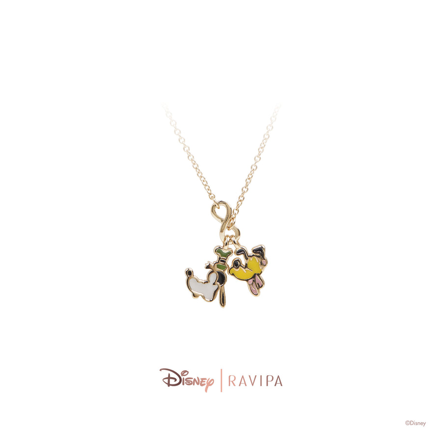 Gold Goofy&Pluto Infinity Necklace