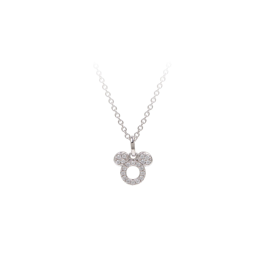 Silver Mickey Mouse Diamond Necklace