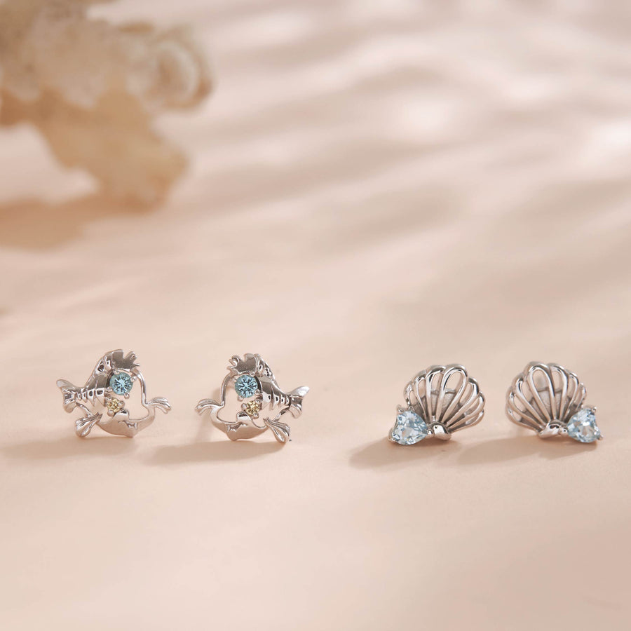 The Little Mermaid Silver Flounder Earrings