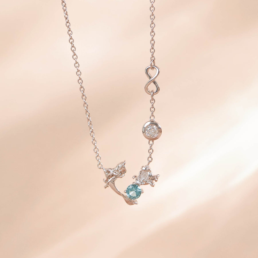 The Little Mermaid Silver Ariel & Flounder Necklace