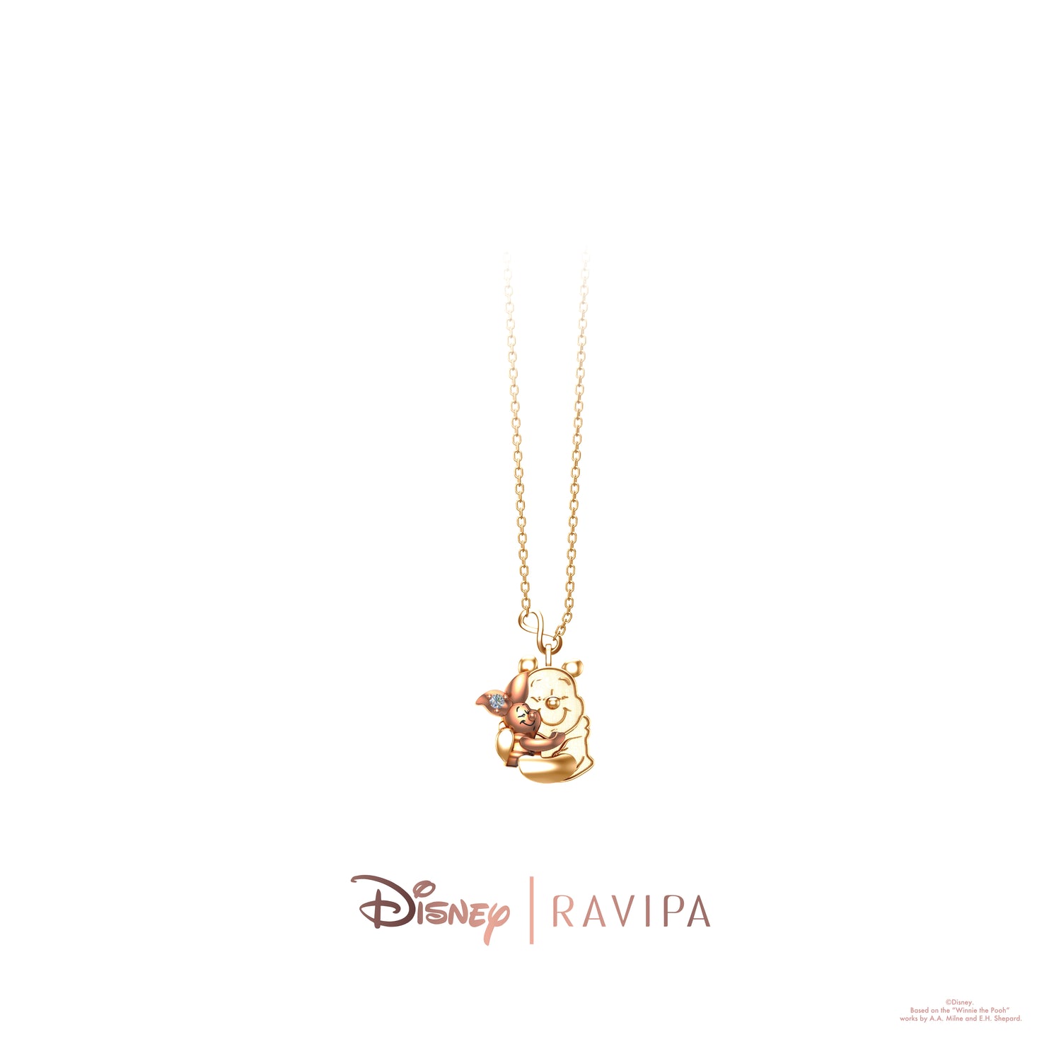 Winnie The Pooh and Piglet Gold Necklace1