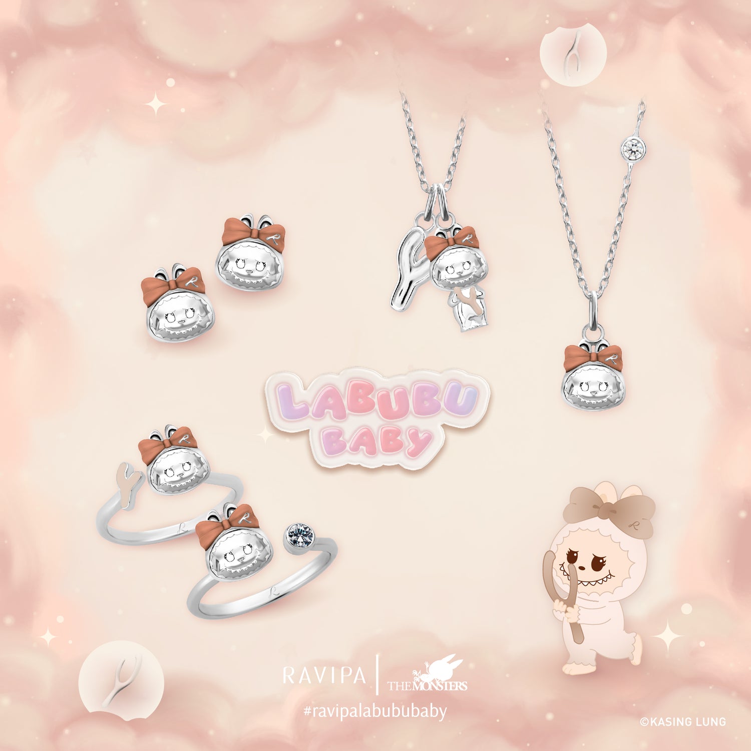 Ring Labu Lab Labubu Baby Wishbone Diamond Ring – RAVIPA