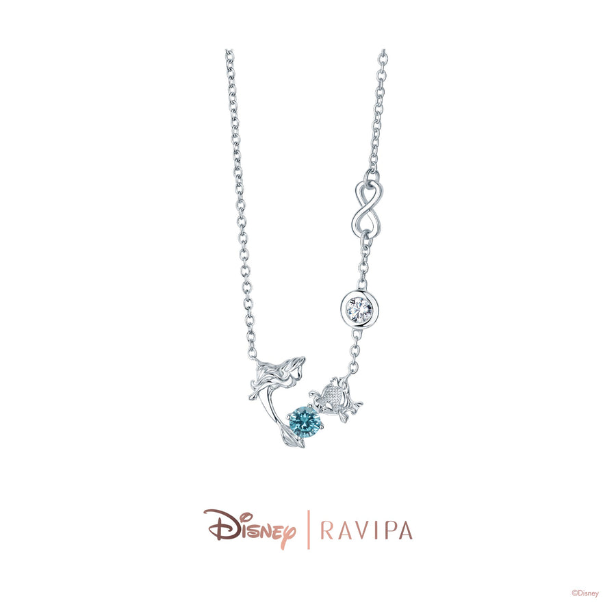 The Little Mermaid Silver Ariel & Flounder Necklace