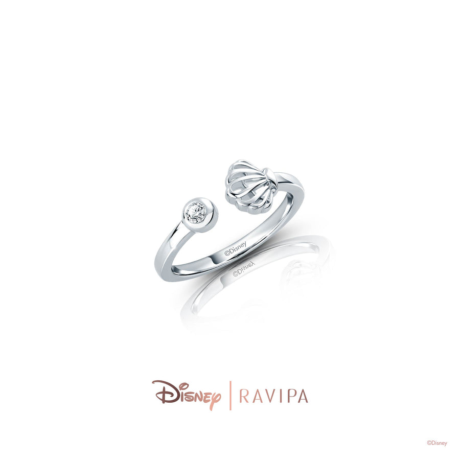 The Little Mermaid Silver Cockle Diamond Ring