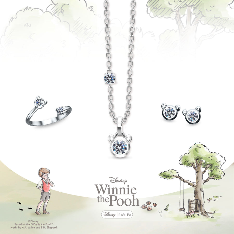 Silver Winnie the Pooh Diamond Necklace