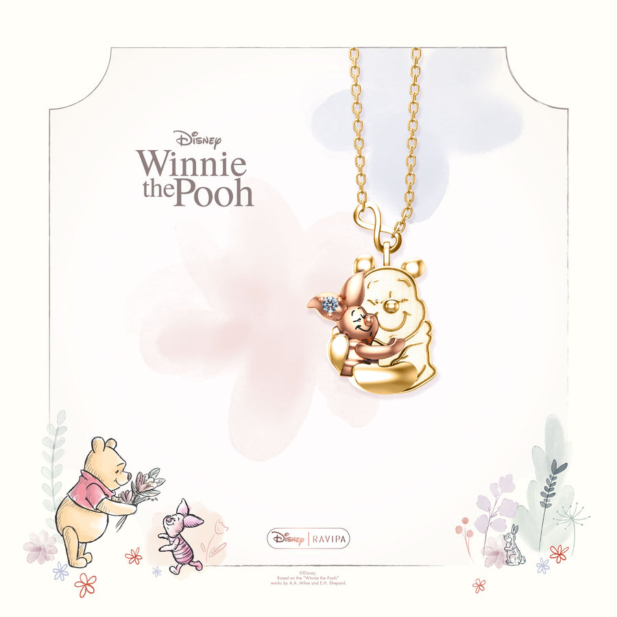 Gold Pooh & Piglet Necklace