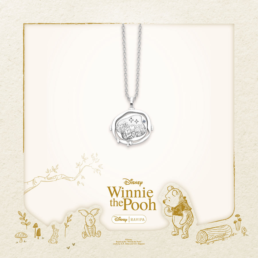 Silver Pooh & Piglet Spinning Coin Necklace