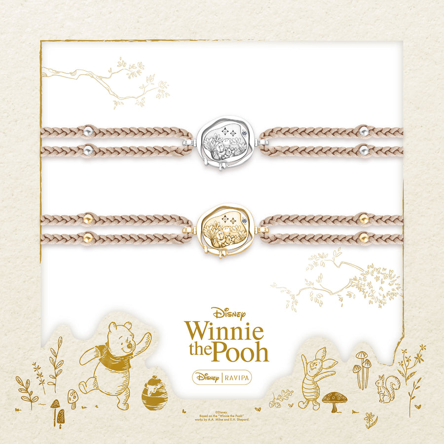 Gold Pooh & Piglet Spinning Coin Bracelet