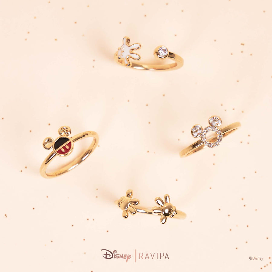 Gold Mickey Mouse Hand Diamond Ring