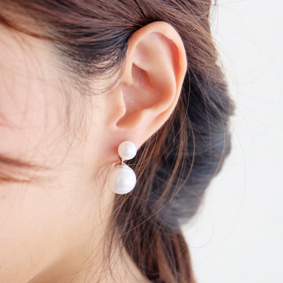 Double Marshmallow Pearl Earrings -Shell Pearl