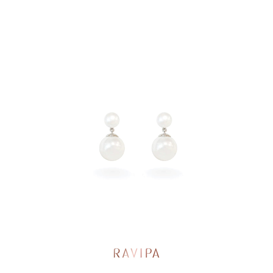 Double Marshmallow Pearl Earrings -Shell Pearl